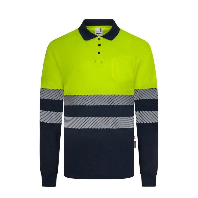 POLO HI-VIZ PES RECICLADO 140G COMBI CI-SEG M.LARGA