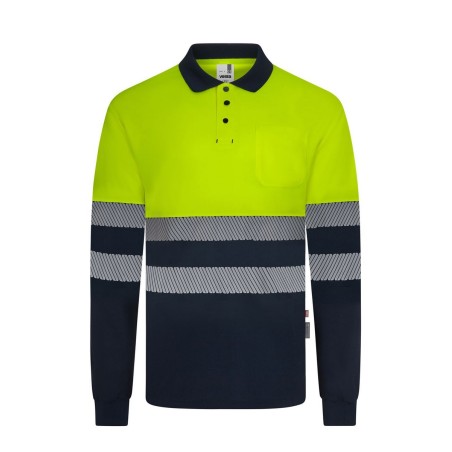 POLO HI-VIZ PES RECICLADO 140G COMBI CI-SEG M.LARGA